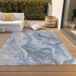Piper Looms Chantille Abstract ACN1681 Denim Machine Washable Area Rug Outdoor Lifestyle Image Feature