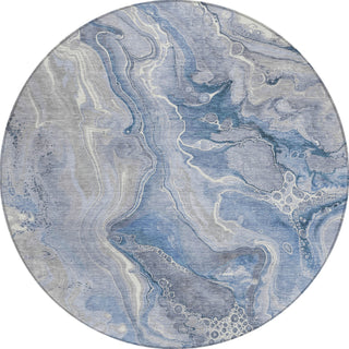 Piper Looms Chantille Abstract ACN1681 Denim Machine Washable Area Rug Round Main Image