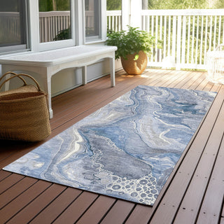 Piper Looms Chantille Abstract ACN1681 Denim Machine Washable Area Rug Runner Outdoor Lifestyle Image Feature