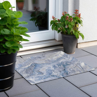 Piper Looms Chantille Abstract ACN1681 Denim Machine Washable Area Rug Scatter Outdoor Lifestyle Image Feature