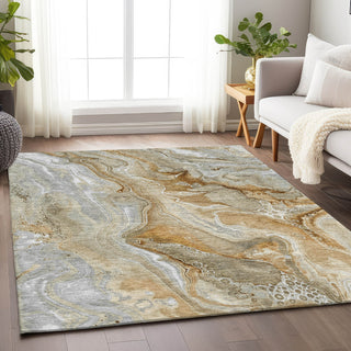 Piper Looms Chantille Abstract ACN1681 Pewter Machine Washable Area Rug Lifestyle Image Feature