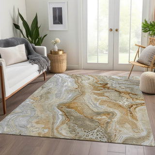Piper Looms Chantille Abstract ACN1681 Pewter Machine Washable Area Rug Lifestyle Image Feature