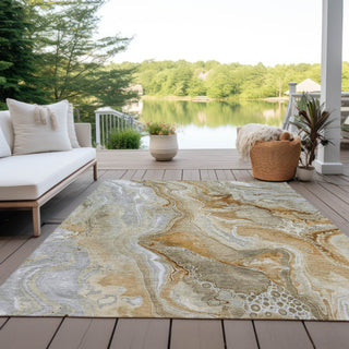 Piper Looms Chantille Abstract ACN1681 Pewter Machine Washable Area Rug Outdoor Lifestyle Image Feature