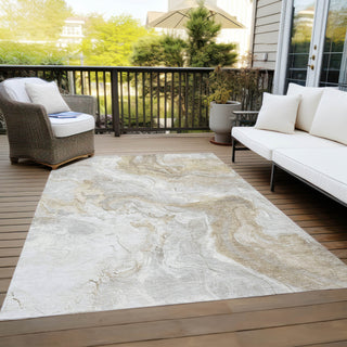 Piper Looms Chantille Abstract ACN1682 Ivory Machine Washable Area Rug Outdoor Lifestyle Image Feature
