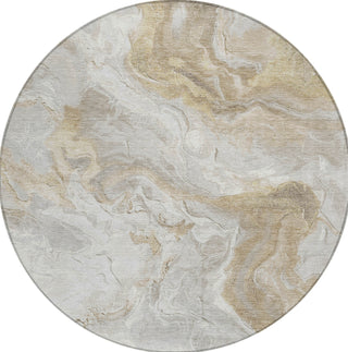 Piper Looms Chantille Abstract ACN1682 Ivory Machine Washable Area Rug Round Main Image