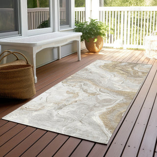 Piper Looms Chantille Abstract ACN1682 Ivory Machine Washable Area Rug Runner Outdoor Lifestyle Image Feature