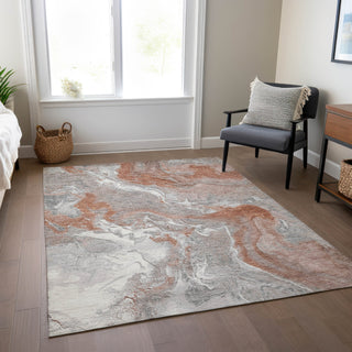 Piper Looms Chantille Abstract ACN1682 Salmon Machine Washable Area Rug Lifestyle Image Feature