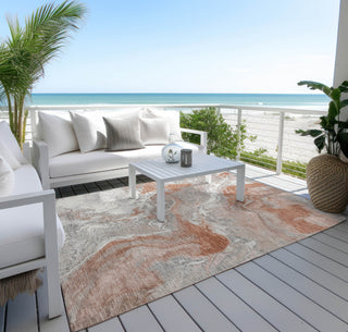 Piper Looms Chantille Abstract ACN1682 Salmon Machine Washable Area Rug Outdoor Lifestyle Image Feature