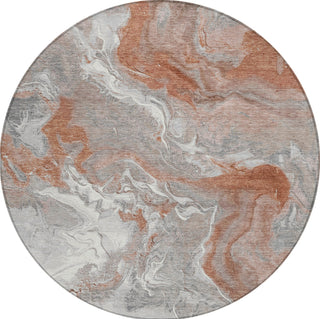 Piper Looms Chantille Abstract ACN1682 Salmon Machine Washable Area Rug Round Main Image