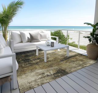 Piper Looms Chantille Modern ACN1683 Beige Machine Washable Area Rug Outdoor Lifestyle Image Feature