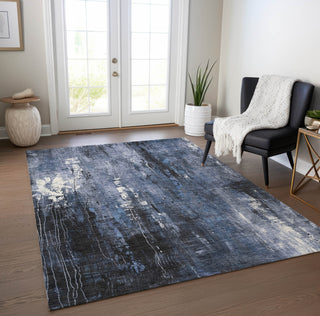 Piper Looms Chantille Modern ACN1683 Blue Machine Washable Area Rug Lifestyle Image Feature