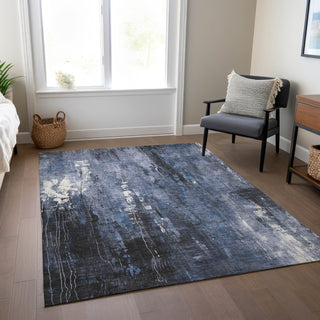 Piper Looms Chantille Modern ACN1683 Blue Machine Washable Area Rug Lifestyle Image Feature