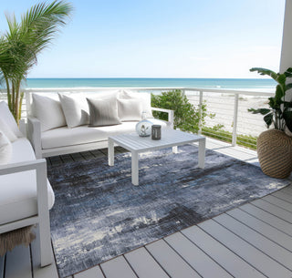 Piper Looms Chantille Modern ACN1683 Blue Machine Washable Area Rug Outdoor Lifestyle Image Feature