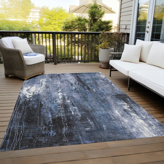 Piper Looms Chantille Modern ACN1683 Blue Machine Washable Area Rug Outdoor Lifestyle Image Feature