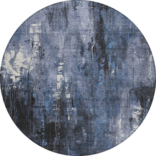 Piper Looms Chantille Modern ACN1683 Blue Machine Washable Area Rug Round Main Image
