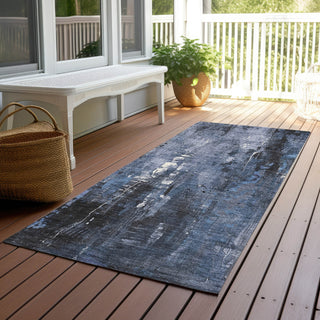 Piper Looms Chantille Modern ACN1683 Blue Machine Washable Area Rug Runner Outdoor Lifestyle Image Feature