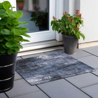 Piper Looms Chantille Modern ACN1683 Blue Machine Washable Area Rug Scatter Outdoor Lifestyle Image Feature