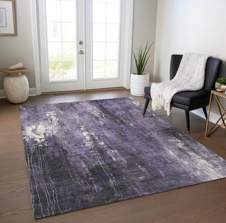 Piper Looms Chantille Modern ACN1683 Purple Machine Washable Area Rug Lifestyle Image Feature
