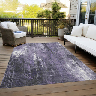 Piper Looms Chantille Modern ACN1683 Purple Machine Washable Area Rug Outdoor Lifestyle Image Feature