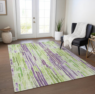 Piper Looms Chantille Stripes ACN1684 Aloe Machine Washable Area Rug Lifestyle Image Feature