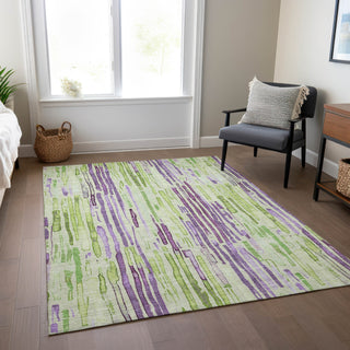 Piper Looms Chantille Stripes ACN1684 Aloe Machine Washable Area Rug Lifestyle Image Feature