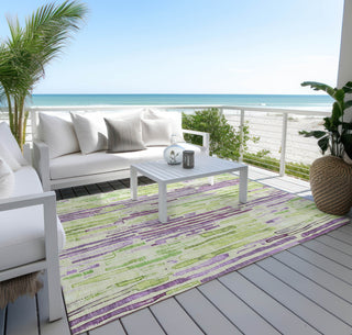 Piper Looms Chantille Stripes ACN1684 Aloe Machine Washable Area Rug Outdoor Lifestyle Image Feature