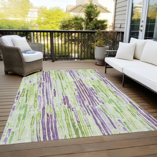 Piper Looms Chantille Stripes ACN1684 Aloe Machine Washable Area Rug Outdoor Lifestyle Image Feature