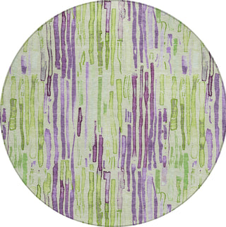 Piper Looms Chantille Stripes ACN1684 Aloe Machine Washable Area Rug Round Main Image