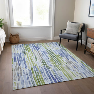 Piper Looms Chantille Stripes ACN1684 Sky Machine Washable Area Rug Lifestyle Image Feature