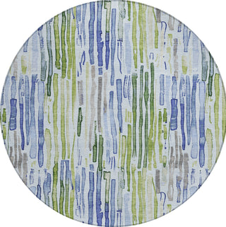 Piper Looms Chantille Stripes ACN1684 Sky Machine Washable Area Rug Round Main Image