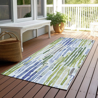 Piper Looms Chantille Stripes ACN1684 Sky Machine Washable Area Rug Runner Outdoor Lifestyle Image Feature
