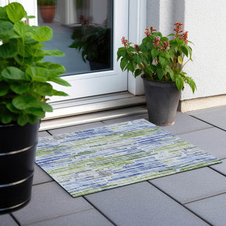 Piper Looms Chantille Stripes ACN1684 Sky Machine Washable Area Rug Scatter Outdoor Lifestyle Image Feature
