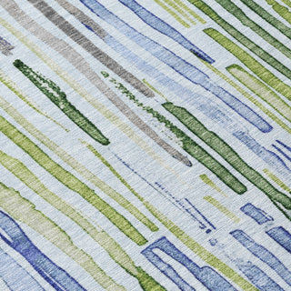 Piper Looms Chantille Stripes ACN1684 Sky Machine Washable Area Rug Swatch Image