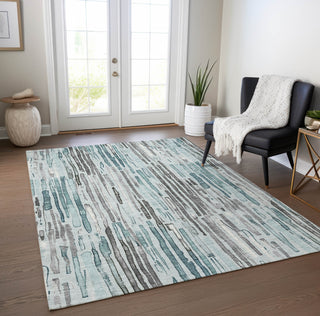 Piper Looms Chantille Stripes ACN1684 Teal Machine Washable Area Rug Lifestyle Image Feature