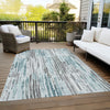Piper Looms Chantille Stripes ACN1684 Teal Machine Washable Area Rug Outdoor Lifestyle Image Feature