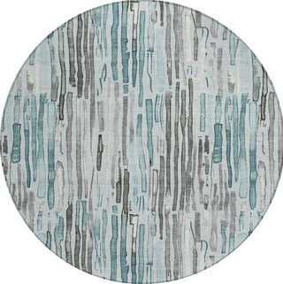 Piper Looms Chantille Stripes ACN1684 Teal Machine Washable Area Rug Round Main Image