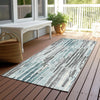 Piper Looms Chantille Stripes ACN1684 Teal Machine Washable Area Rug Runner Outdoor Lifestyle Image Feature