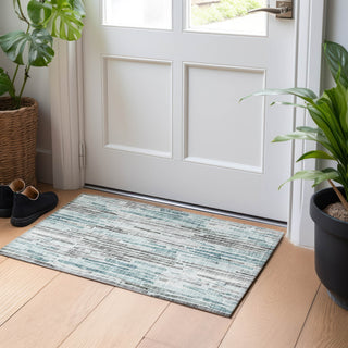 Piper Looms Chantille Stripes ACN1684 Teal Machine Washable Area Rug Scatter Lifestyle Image Feature