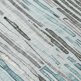 Piper Looms Chantille Stripes ACN1684 Teal Machine Washable Area Rug Swatch Image