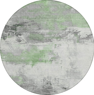 Piper Looms Chantille Abstract ACN1685 Aloe Machine Washable Area Rug Round Main Image