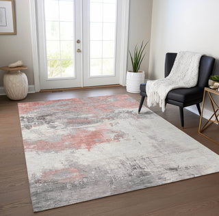 Piper Looms Chantille Abstract ACN1685 Coral Machine Washable Area Rug Lifestyle Image Feature