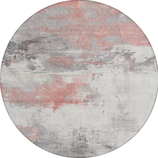 Piper Looms Chantille Abstract ACN1685 Coral Machine Washable Area Rug Round Main Image