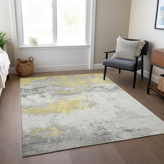 Piper Looms Chantille Abstract ACN1685 Gold Machine Washable Area Rug Lifestyle Image Feature