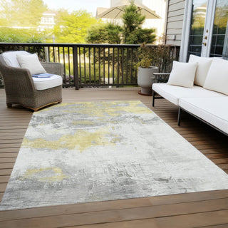 Piper Looms Chantille Abstract ACN1685 Gold Machine Washable Area Rug Outdoor Lifestyle Image Feature