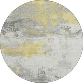 Piper Looms Chantille Abstract ACN1685 Gold Machine Washable Area Rug Round Main Image