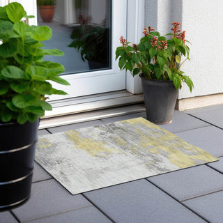 Piper Looms Chantille Abstract ACN1685 Gold Machine Washable Area Rug Scatter Outdoor Lifestyle Image Feature