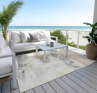Piper Looms Chantille Abstract ACN1685 Ivory Machine Washable Area Rug Outdoor Lifestyle Image Feature