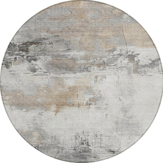 Piper Looms Chantille Abstract ACN1685 Ivory Machine Washable Area Rug Round Main Image