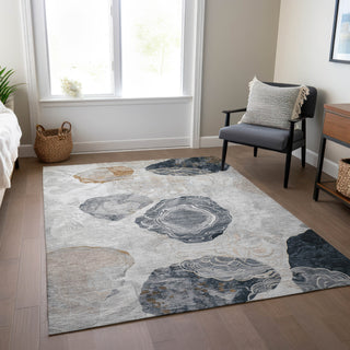 Piper Looms Chantille Geometric ACN1686 Gray Machine Washable Area Rug Lifestyle Image Feature