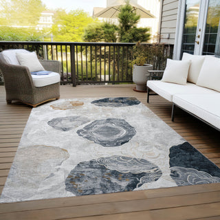 Piper Looms Chantille Geometric ACN1686 Gray Machine Washable Area Rug Outdoor Lifestyle Image Feature